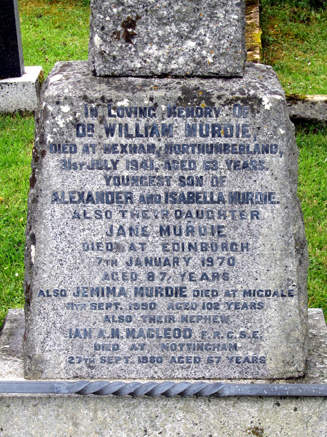 Photo of headstones/William Murdie died 1941 MI Inchnadamph Old Kirkyard